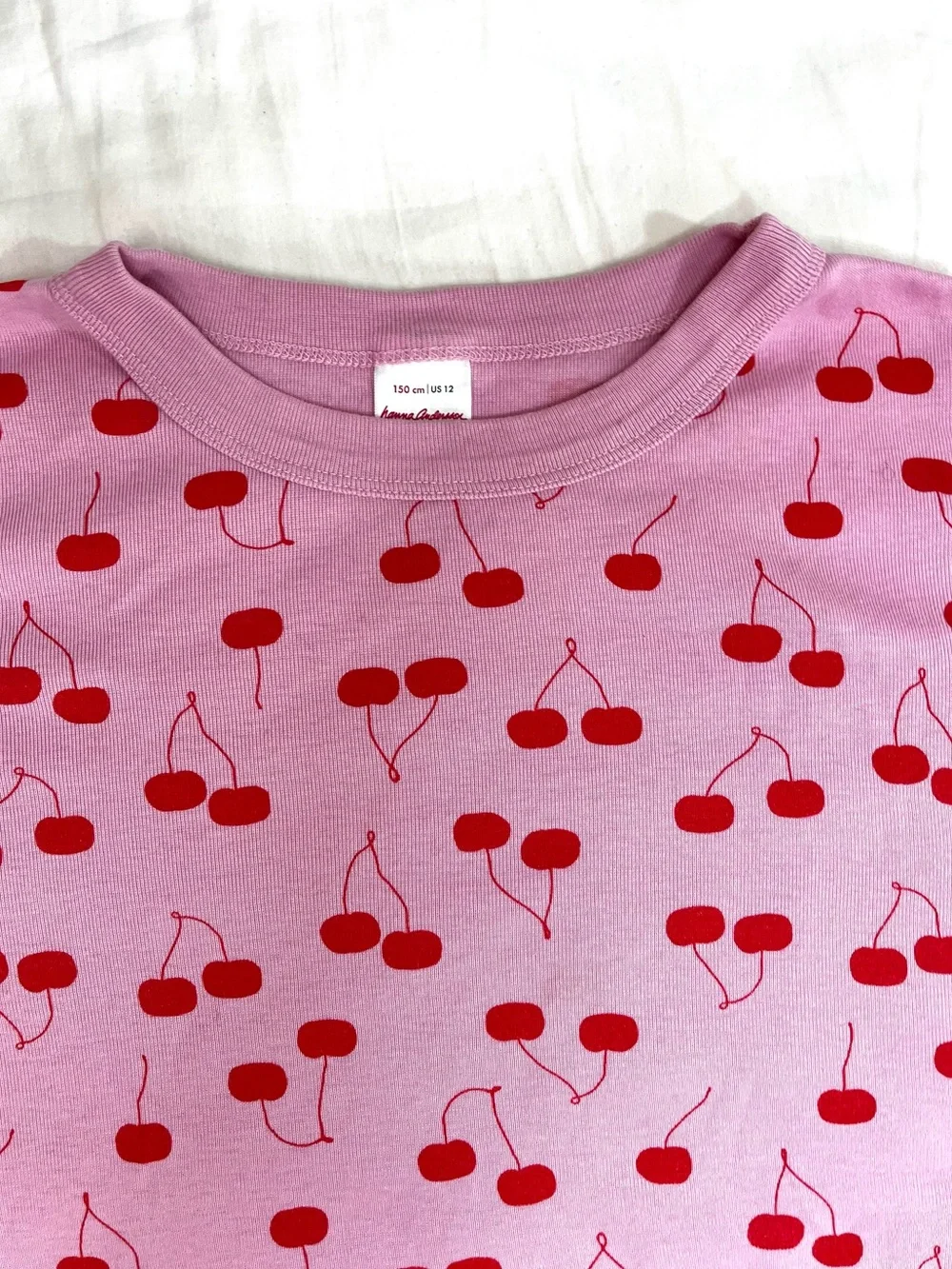 Hanna Andersson Pink Cherry Print Organic Cotton Shortie Pajamas Girls 12
